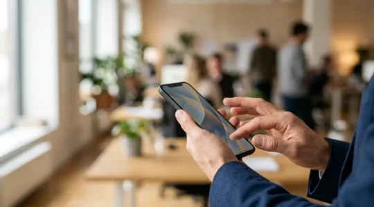 Main tenant un smartphone avec interface de signature numérique sécurisée