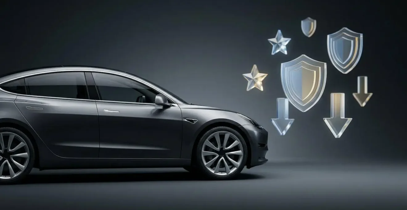 Voiture moderne avec équipements de sécurité avancés symbolisant la protection et les économies d'assurance