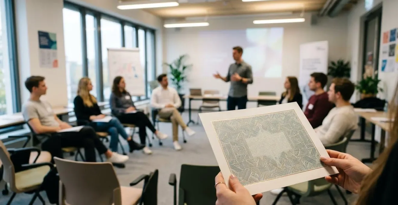 Attestation de formation post-permis remise par un formateur à un jeune conducteur dans une salle de formation