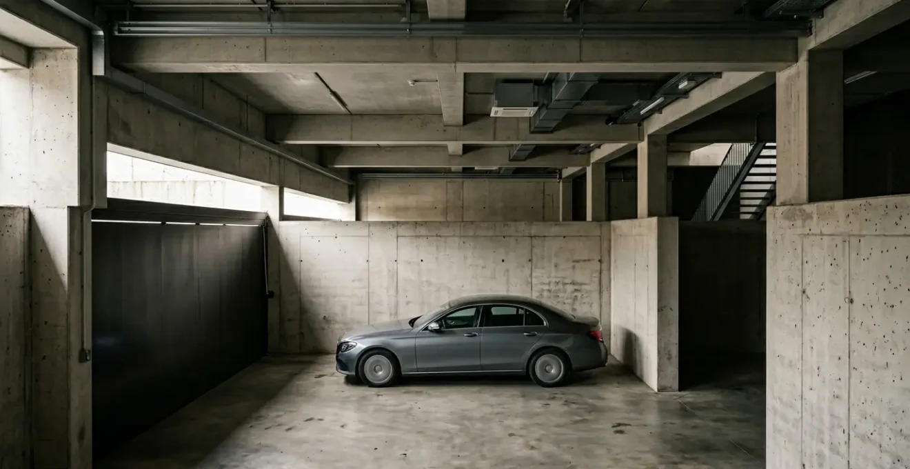Véhicule protégé dans un garage fermé sécurisé avec système antivol